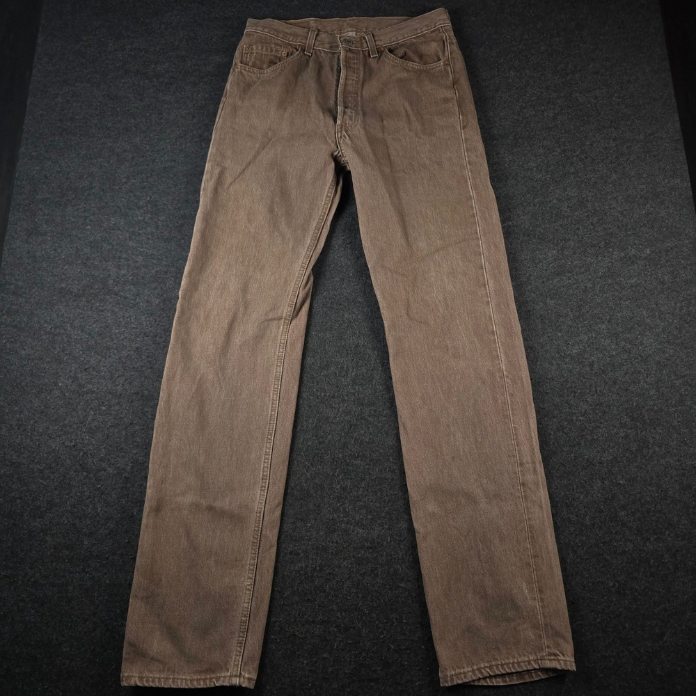 Vtg Levis 501 Brown Denim Jeans Made in USA Button Fly Work 90s Mens 33x36